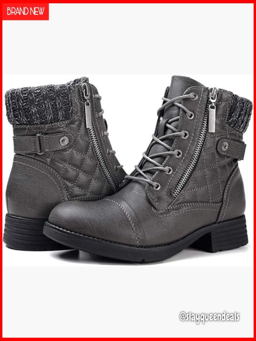 Women's Combat Boots Lace Up Ankle Booties Vegan Water Resistant